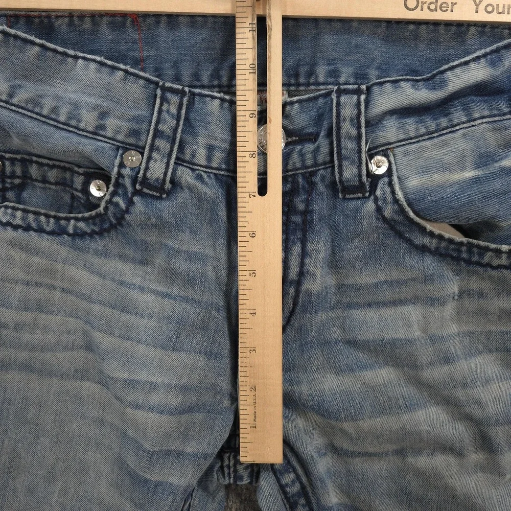 True Religion Jeans Mens 30x33 Light Wash Denim Ricky Straight Logo Casual Prep